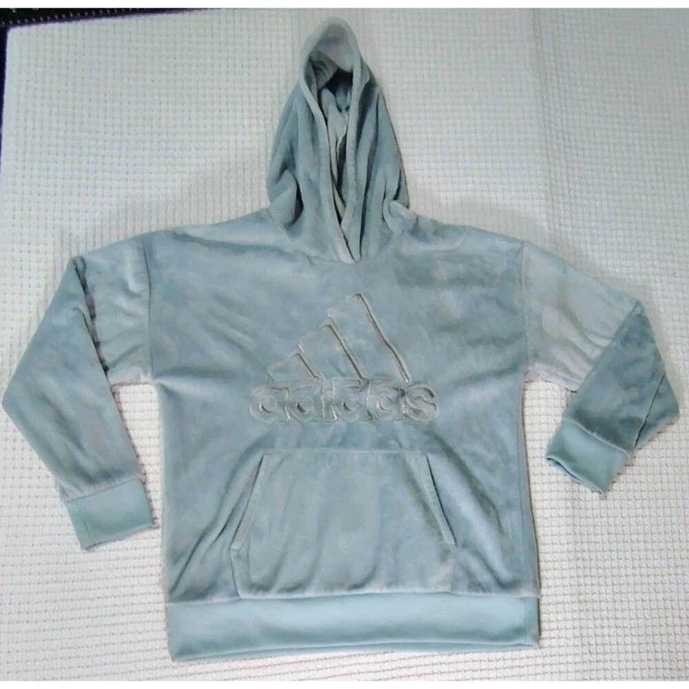 Adidas Hoodie Pastel Blue Silver Stitch Sz XL Athleisure Sporty Chic Relaxed